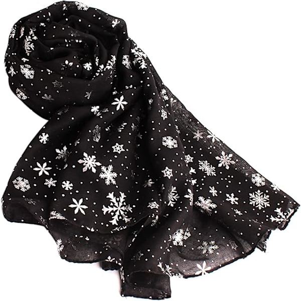 Kvinders Broderede Chiffonsjal Wrap Sjal Let Sjal Mode Sommer Efterår Sjal, 6445+sort