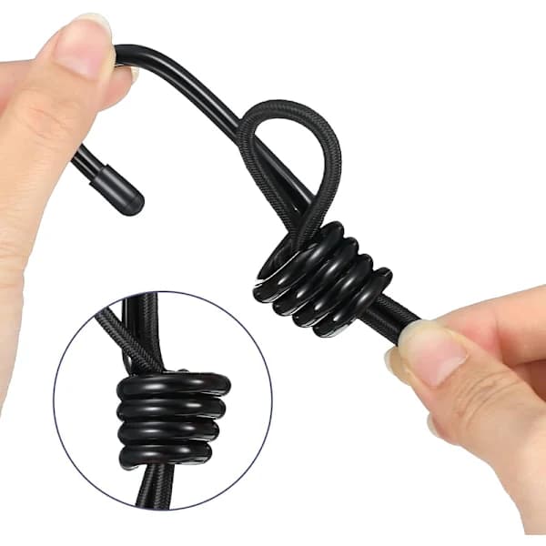20 st Svartbelagda Bungee Cord Krokar 1/4 & 3/8 Tum Tråd Elastisk Rep Krok Set