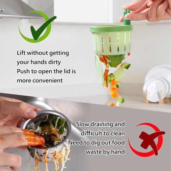 2x Cactus Sink Strainer, Upgraded Version Automatic Press Drain Strainer Basket Kitchen Trash Can Kitchen Accessories Drain Plug