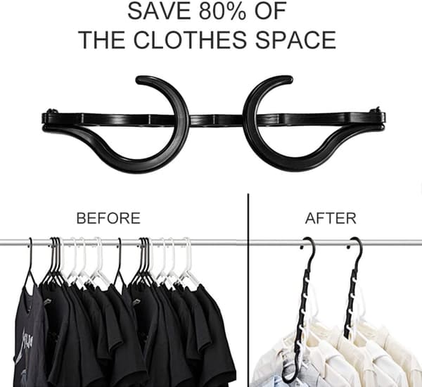 Magic Hangers, 10 Pcs Space Saving 5-Hole Magic Hangers Multifunctional Durable Foldable Rack Rotating Hanger