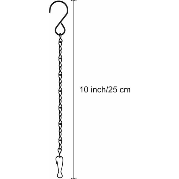 12 stk. sorte kæder, 10\" lange, hængende metalkroge til haveplanter.
