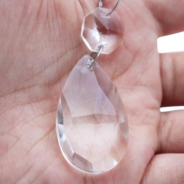 (24 stykker) 38 mm dråpeformet krystallkrone krystallglass lysekrone prisme solfanger