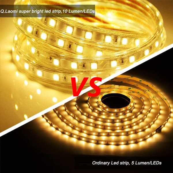 Varmvit - 2M LED-stripe, superlys 220v LED-stripe med bryter