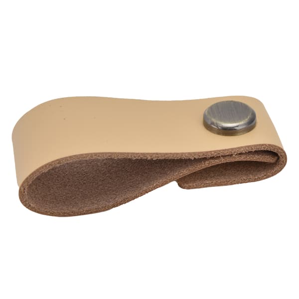 Faux Leather Luggage Handle Modern Simple Hole Hidden Cabinet Pull for Door Wardrobe Light Brown