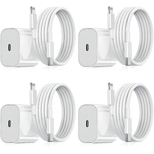 iPhone Oplader - Hurtigoplader - Adapter + Kabel 20W USB-C Hvid 4-pak_tfrf