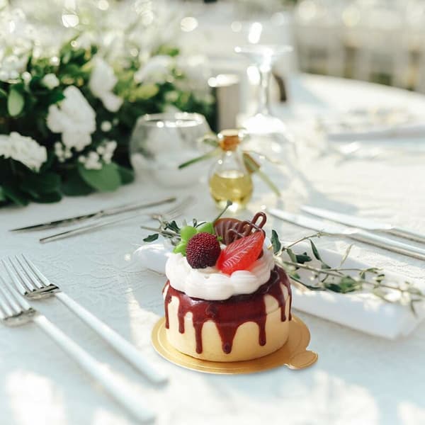 Mini gullfarget rund kakebunn av papp, mousse kakefat, 100 stk kakefat runde pappdessertfat