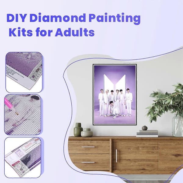 DIY Diamantmalingssæt til voksne, runde fuldborede krystalrhinstensbroderikunsthåndværk til hjemmet BTS