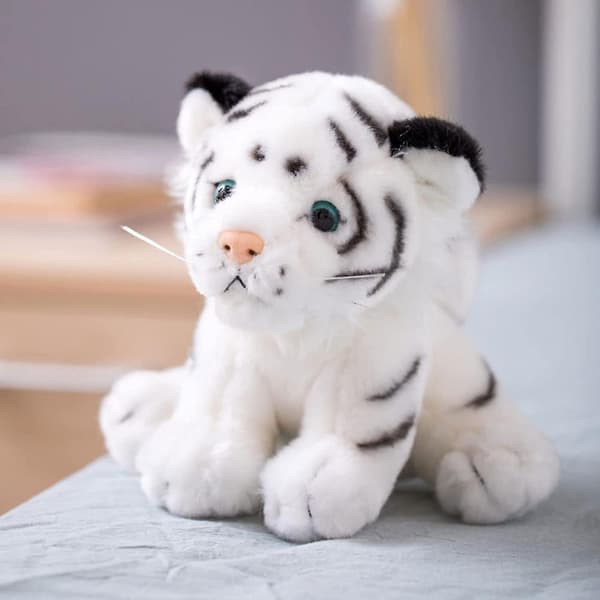 20 cm vit tiger plysch gosedjur