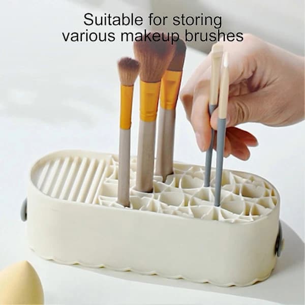 Makeup Brush Cleaner and Drying Rack with Hanging Integrated Storage and Drying Function Makeup Brush Holder Makeup Sponge Powder Puff Cleaning Bowl