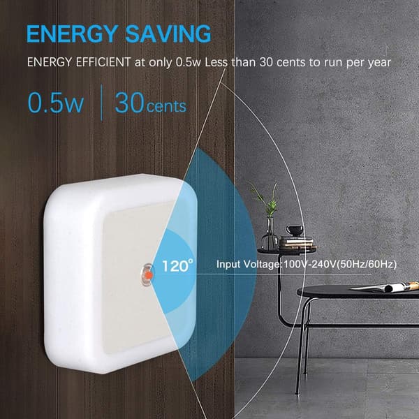 8 Pieces Night Lights with Automatic Dusk-to-Dawn Sensor LED Nightlight for Bedroom Bathroom Toilet Stairs Kitchen