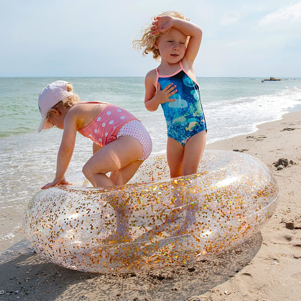 Badring transparent badring blinkande vuxen badring uppblåsbar badring sommar simning strand pool leksaker