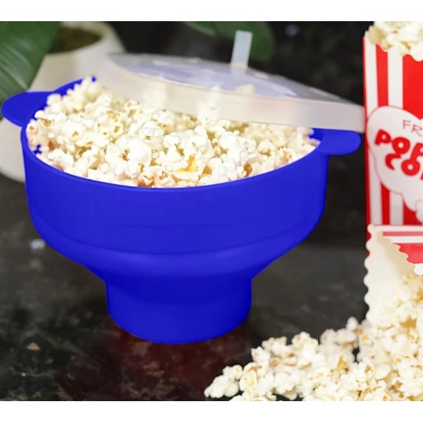 Hoppa-Poppa-Hinkende Popcorn-Skål i Blå Silikone blue