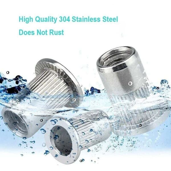 100 Pieces M6 Flat Head Rivet Nut, Stainless Steel Rivet Nuts, Flat Head Threaded Insert, M6 Rivet Nut, M6 Rivet Nut, by DEBUNS