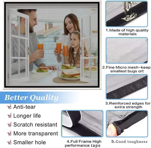 Black Mosquito Net Skylight Tiltable Mosquito Net for Window Net Mosquito Net Window with Frame 80x100cm