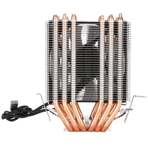 CPU-blæser med dobbelt tårn, 2 90 mm/3,5 tommer blæsere, 6 varmerør, lavt støjniveau, computerkøler til PC