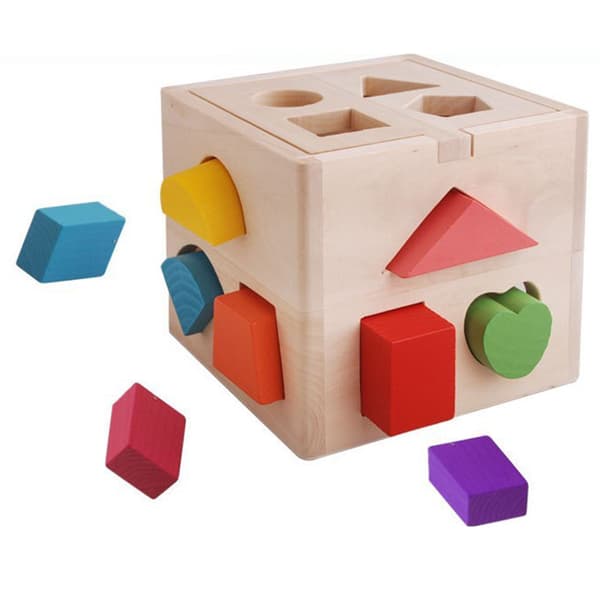 Building Block Wooden Shape Sorting Matching Toy Educational Learning Tool for Kids 13 Holes