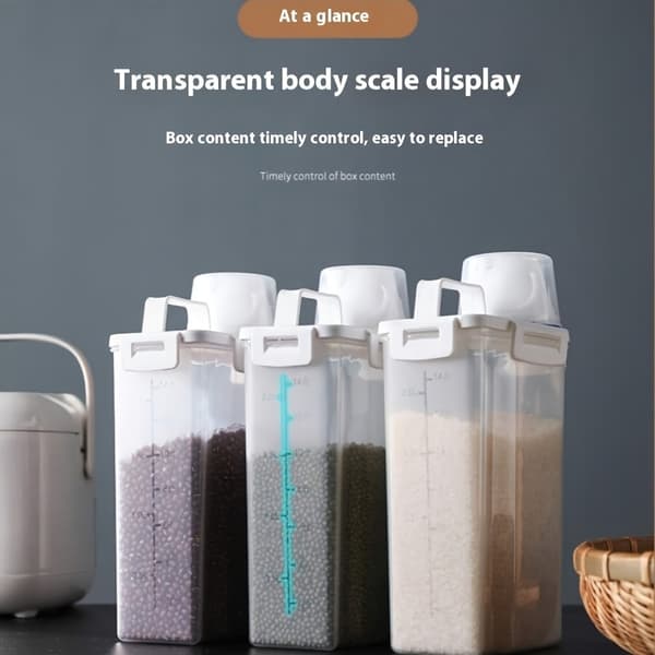 Airtight Rice Dispenser Large Capacity Moisture-proof Insect-proof Grain Storage Container 2.5L 1pc 2.5L   1pc