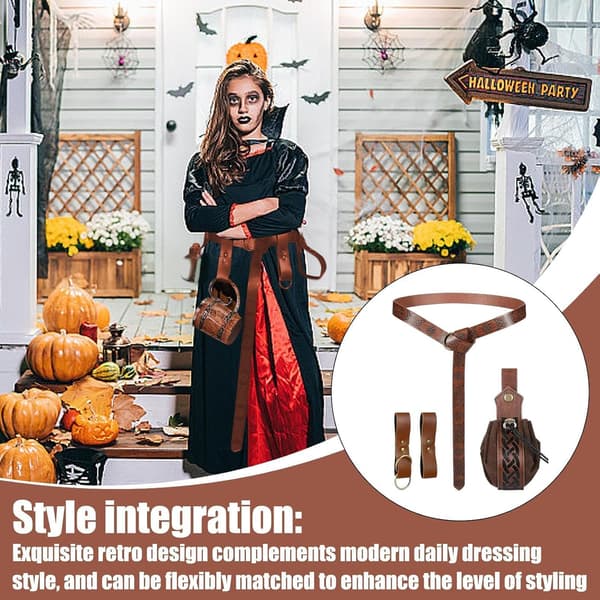 Middelalderbelte i polyuretan-lær Halloween-lomme