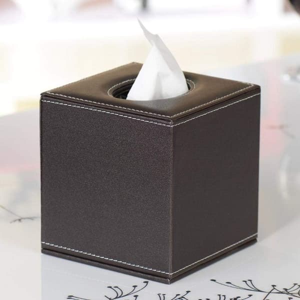 Servietholder i PU-læder, servietholder til hjemmekontor, bil, servietholder (brun)