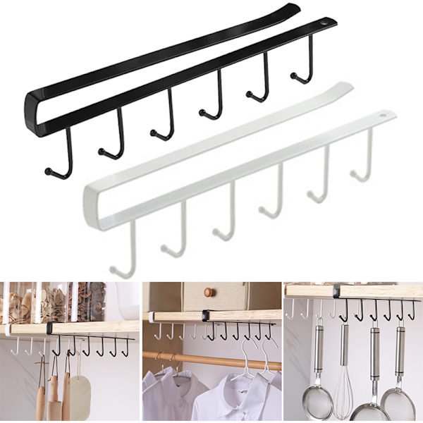 Kitchen Hanging Hook Rack Non-marking Nail-free Iron Storage Rack for Kitchen White 3PCS White 3PCS