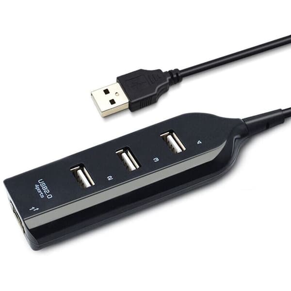 (Svart) USB 2.0 Høy multi-USB Multi-USB adapter 4 porter for bærbar datamaskin mottaker IT-tilbehør