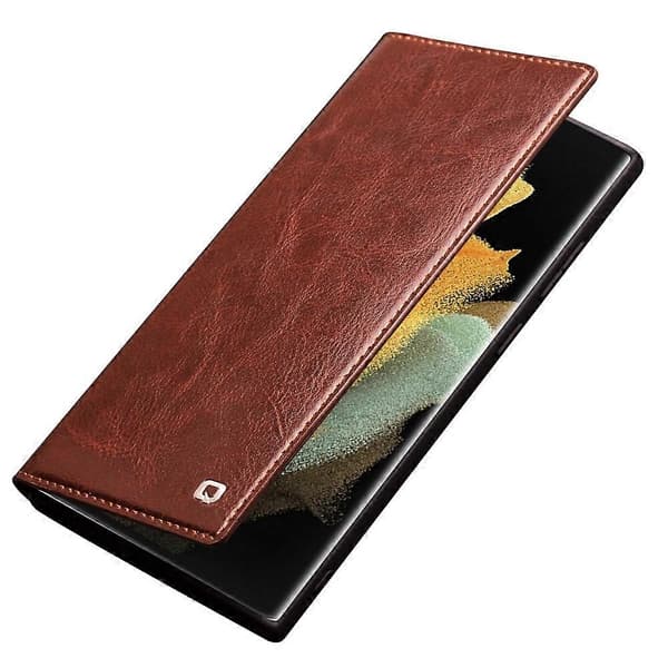 QIALINO Lærveske [DB] for Samsung Galaxy S22 Ultra 5G Brun Brown