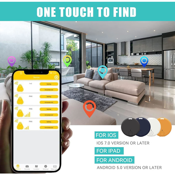 Avaimenperä Smart Bluetooth Tracker, Anti-Lost Avaimenperä Paikannin Tavaran Etsijä Smart Tag Androidille ja iOS:lle (4 kpl)