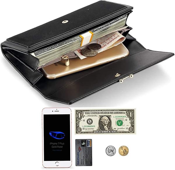 Dame Læder Clutch Punge Stor Kapacitet Penge Organizer Multi Kort Møntpung