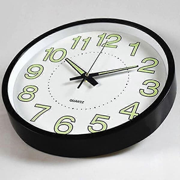 30 cm Itsevalaiseva Seinäkello Hiljainen Yövalolla Pimeässä Hohtava Pyöreä Kello, Olohuone [Db]