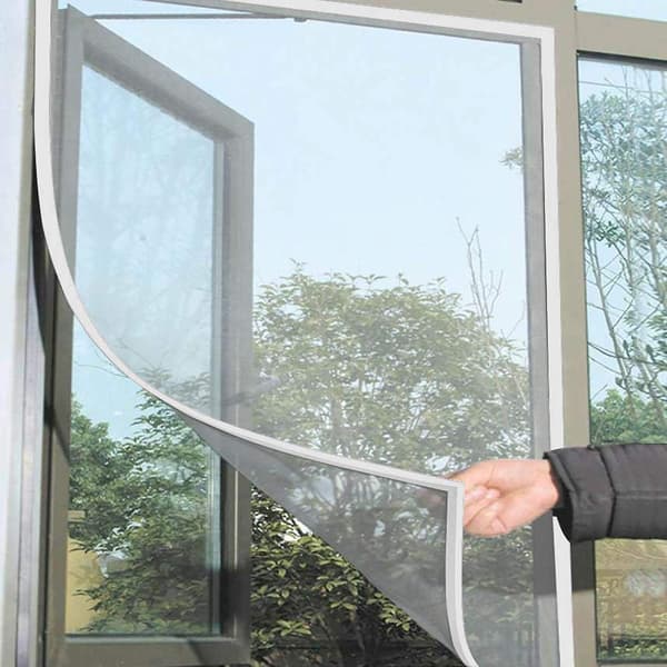 Window Screen Kit, Window Net Mosquito Net, 1.3m x 1.5m Insect and Bee Protection with 1 Roll Self-Adhesive Tape