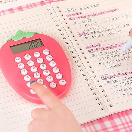Calculator with Cartoon Straw Hat, Handheld Calculator for Students, Trendy Calculator, Basic Calculator for Office Supplies
