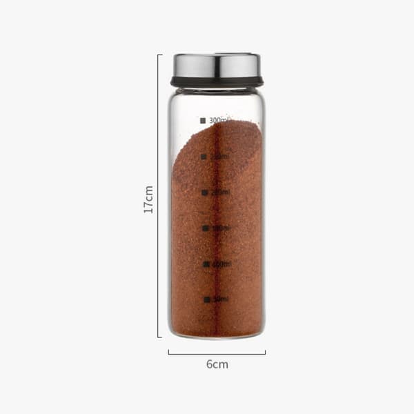 Krydderikrukke til husholdningen, krydderiflaske, krydderikasse, salt-, sukker-, peberstrøer, solid krydderibeholder, store og små hulalternativer, 300 ml