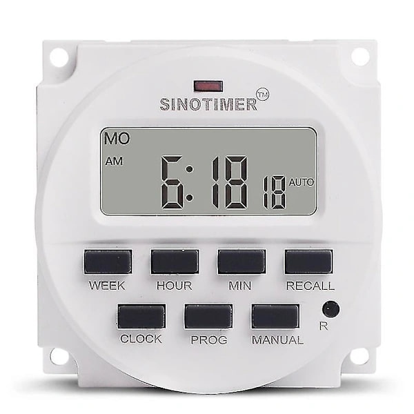 Sinotimer 15,98-tommers LCD Digital Timer 12V DC 7 Dager Programmerbar Timer TM618N-4 Mai.5