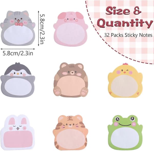 640 Sheets Animal Sticky Notes Set for Kids Novelty Self-Stick Notes Fun Sticky Note Pads Mini Memo Pads (8 Styles)