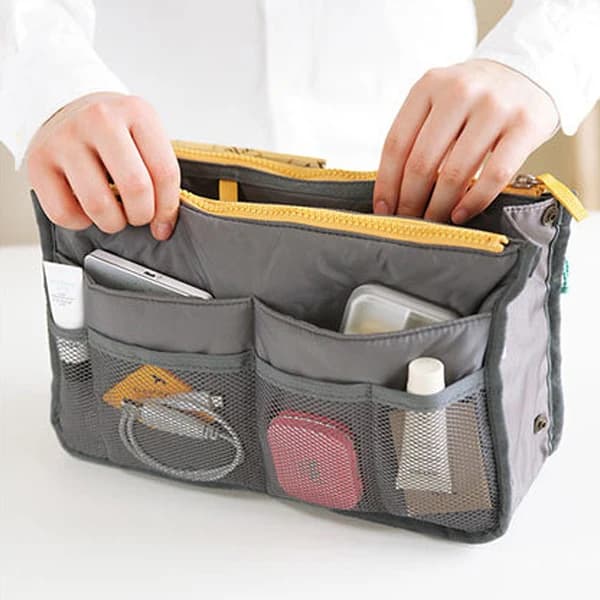 Bag in bag handbag insert bag insert grey, one size