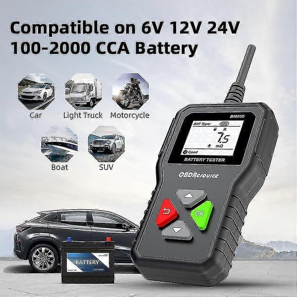Batteritester 6v 12v 24v, 100-2000 Cca 2ah-220ah Bilgenerator Tester Digital Batterianalysator Til Bil/Lastbil