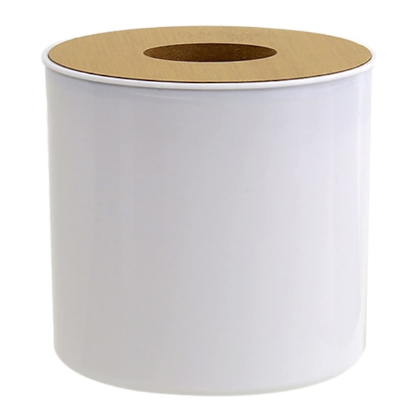 Servietholder Box, Ansigtsservietholder med Trælåg, Serviet Dispenser Box Beholder med Fjernbetjening Pen Desk Opbevaring round
