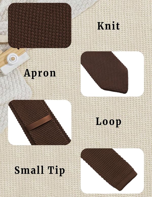 Stickade slipsar för män Enfärgad smal slips Stickad halsduk Formell affärsbröllop Examen Middag Brun - Brown