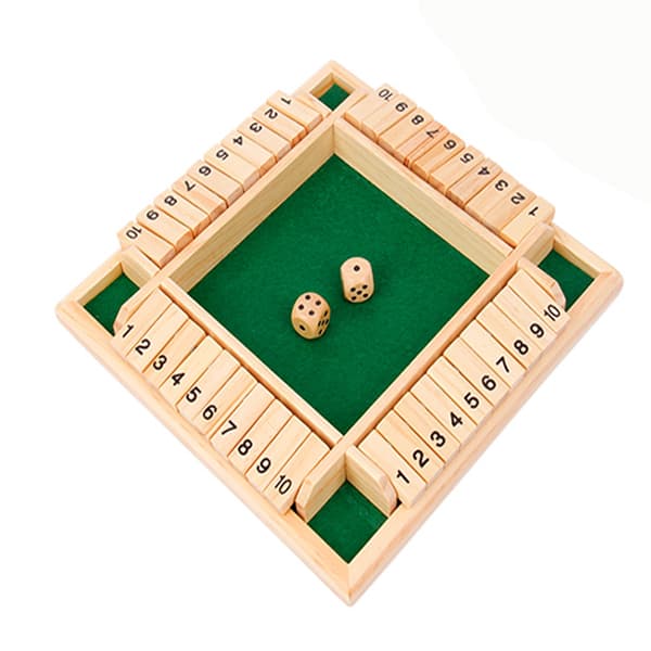 4-spillers Shut The Box Trebordspill Klassisk Terningspill
