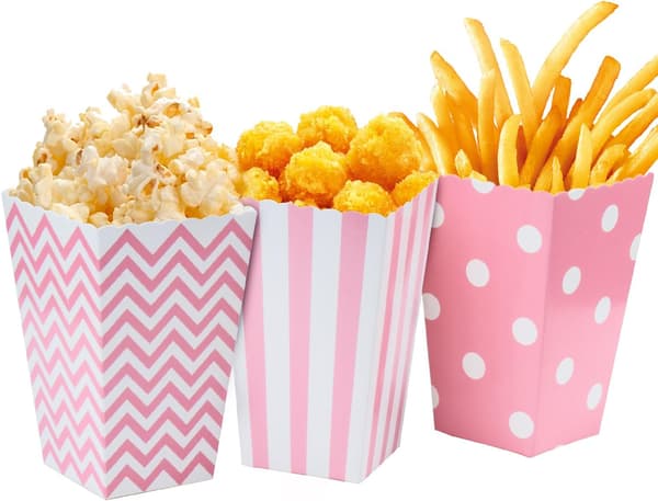 Flerfarvede små popcornbægre af papir, perfekte til dejlige festgaver til din særlige lejlighed (36 stk.)