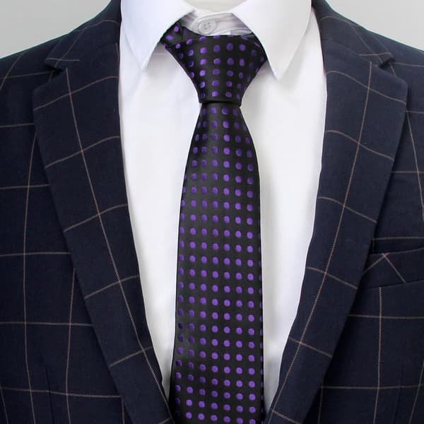Herreslips Silke Forretningsslips Klassisk Prikket Halsslips for Konfirmasjon Bryllup Forlovere Fest 01-lilla - 01-purple Dot