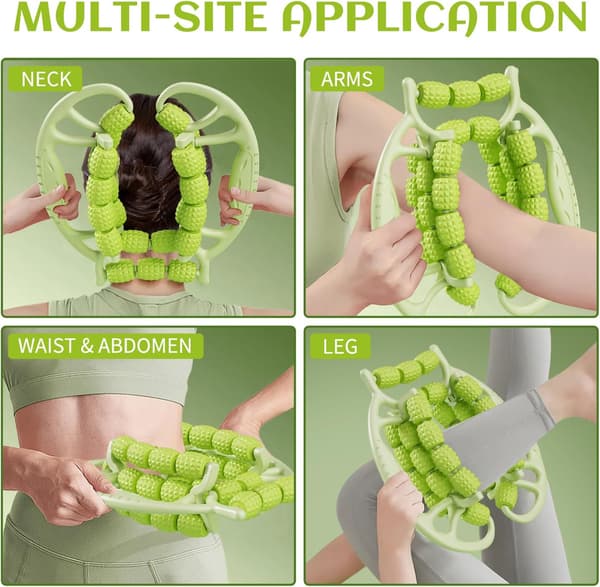 29-Roller Leg Massager, Roller Muscle Relaxer Leg Shaper, Annular Leg Massager - Green