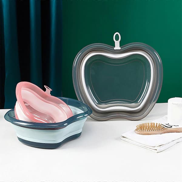 Thick Wash Basin Medium Size Dish Basin Bathroom Laundry Basket with Hanging Hole Foldable Portable for Home Pink Pink