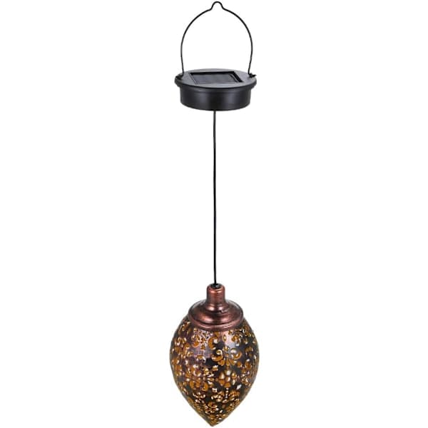Solcellelampe til haven, Hængende dekorativ solcellelampe, LED-solcellelampe i metal til terrasse, træer