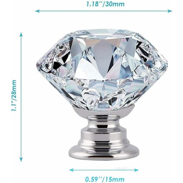 Crystal Handle, 30mm Diamond Crystal Drawer Handle, Kitchen Glass Door Handle, Storage Wardrobes and Dressing Tables for Home Kitchen a