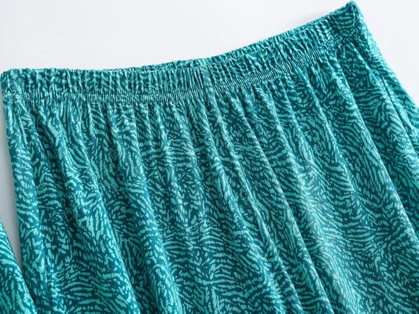 Pyjamas för kvinnor i bomull, sovkläder, kortärmad tröja, capribyxor, sött levande tryck, blågrön X-Large X-Large Bluish Green