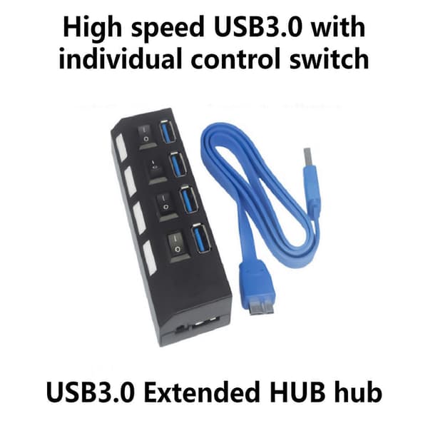 USB-hub 7 porter USB-hub Utvider USB 3.0 2.0 Dataport Hub-adapter Individuelle brytere USB-splitter for bærbar PC