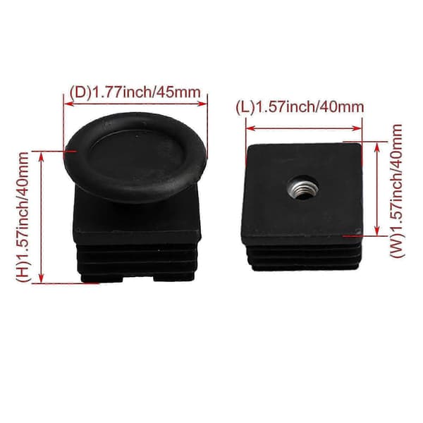 10 stk justerbare m8 gevindfødder & 4x4cm firkantede møbelbenspropper