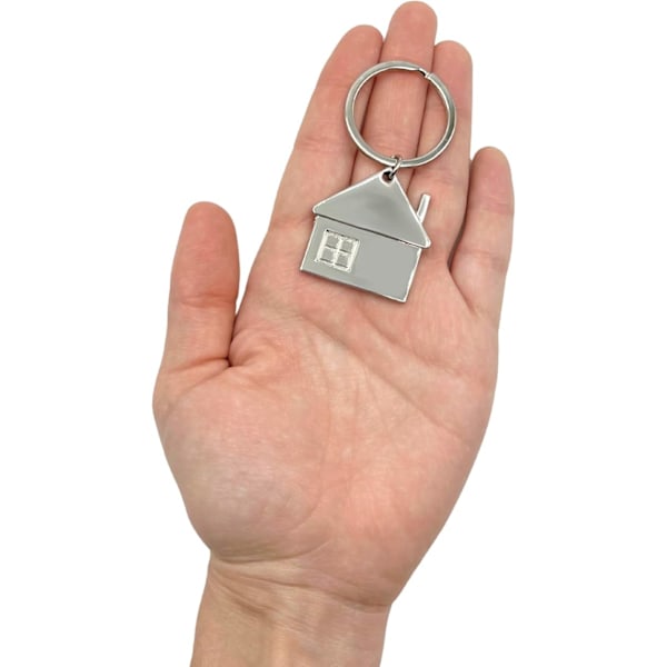 Hus nyckelring i metall, Husformad nyckelring, Nyckelring för par, Nyckelring för självständighet, Husdesign nyckelring, Metallisk, Blank finish