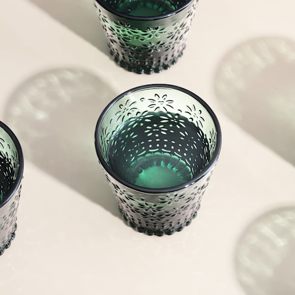 Dricksglas, vattenglas för drycker, cocktails, te, grön, 6-pack